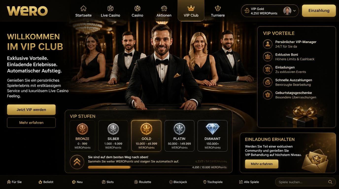 VIP-Level-Aufstieg, Einladung &, VIP-Status im Live Casino Bereich